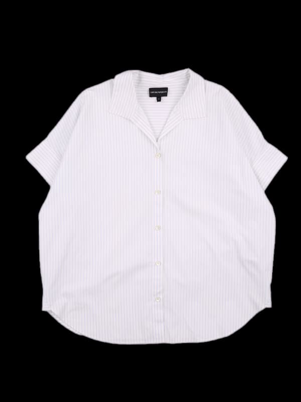 스트라이프 카라 반팔 셔츠 