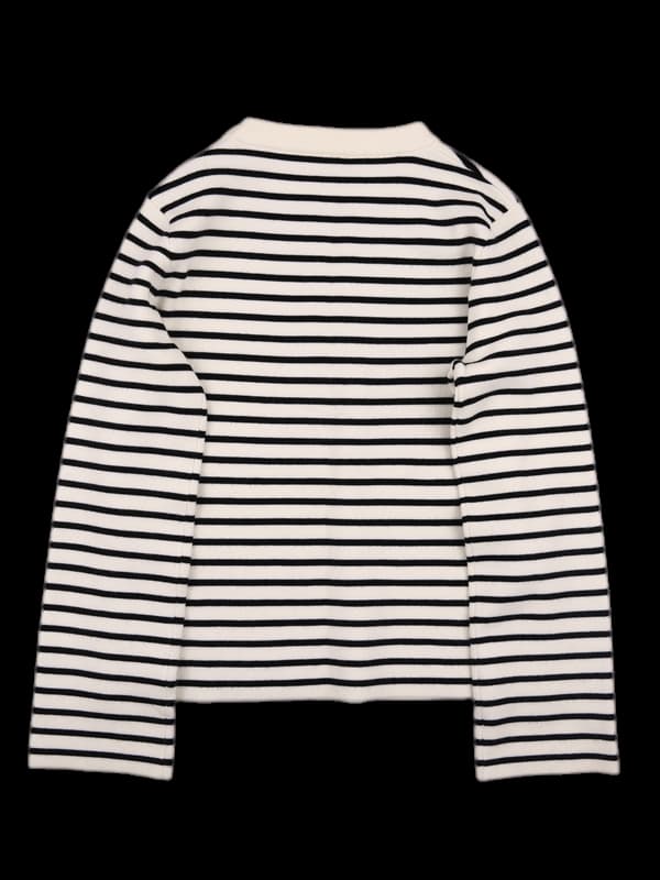 단추 스트라이프 긴팔 니트