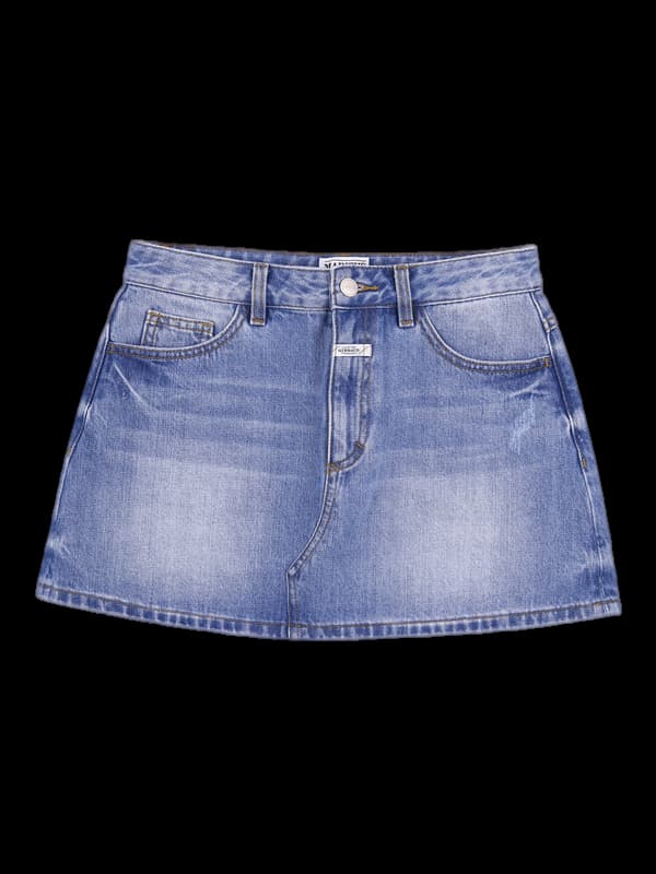 데님 청 미니 스커트