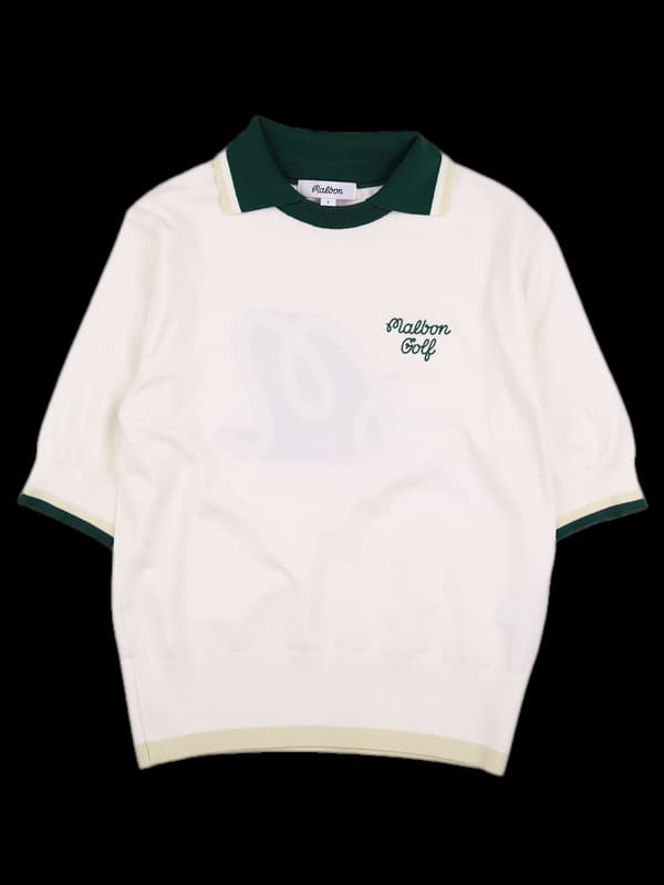 배색 카라 반팔 니트