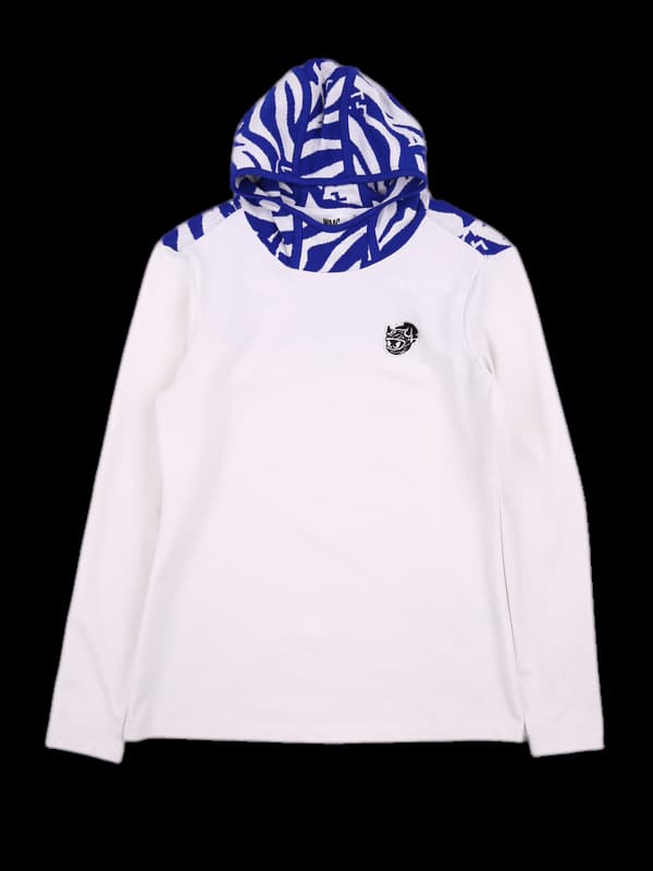 로고 니트 후드 긴팔 