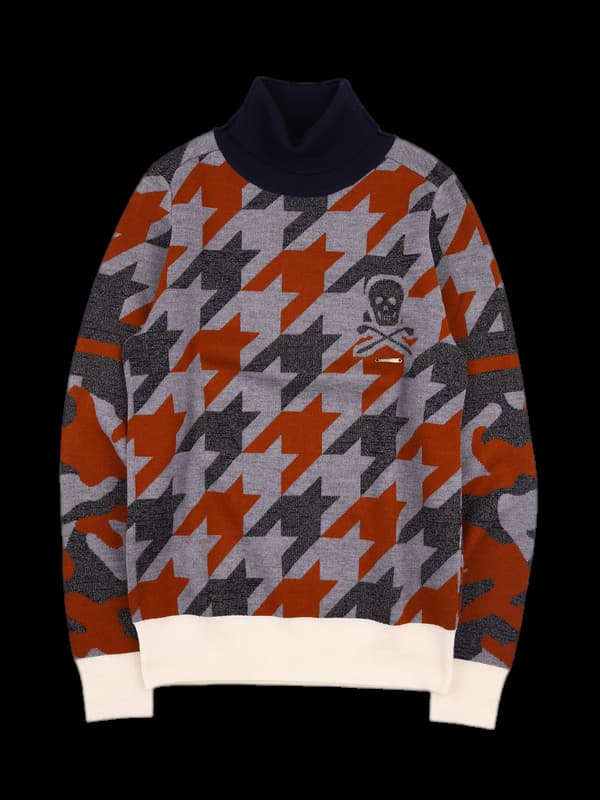 폴라 패턴 긴팔 니트