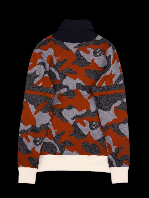 폴라 패턴 긴팔 니트