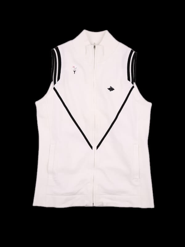 로고 니트 베스트 집업 