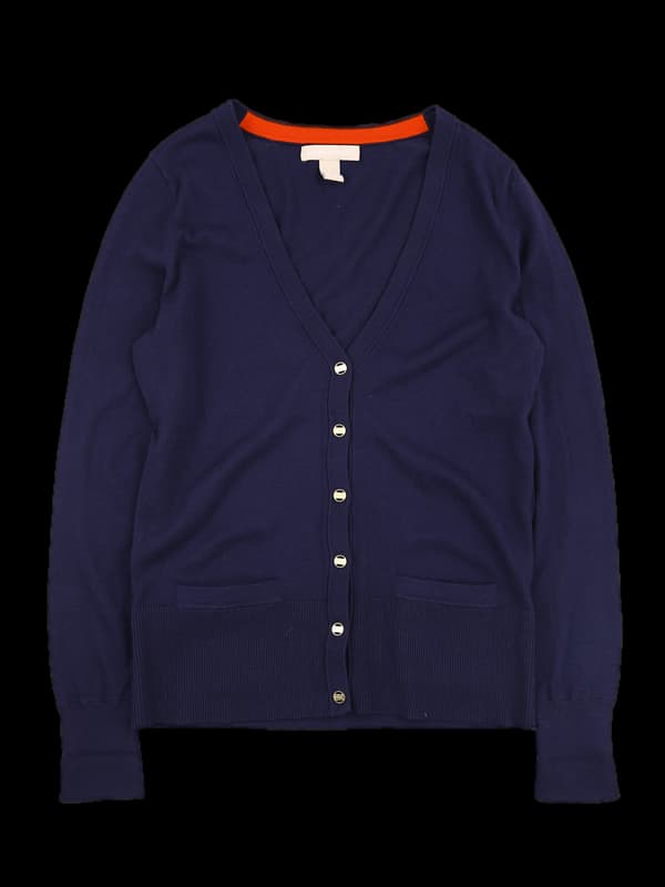 로고 브이넥 긴팔 가디건 