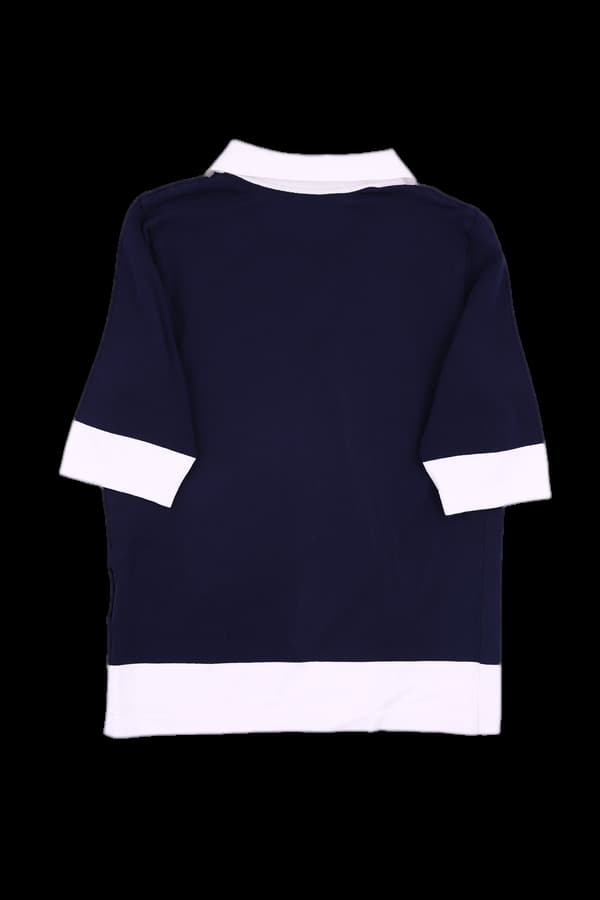 배색 반팔 카라티