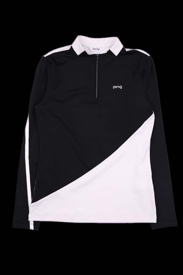 배색 긴팔 하프집업