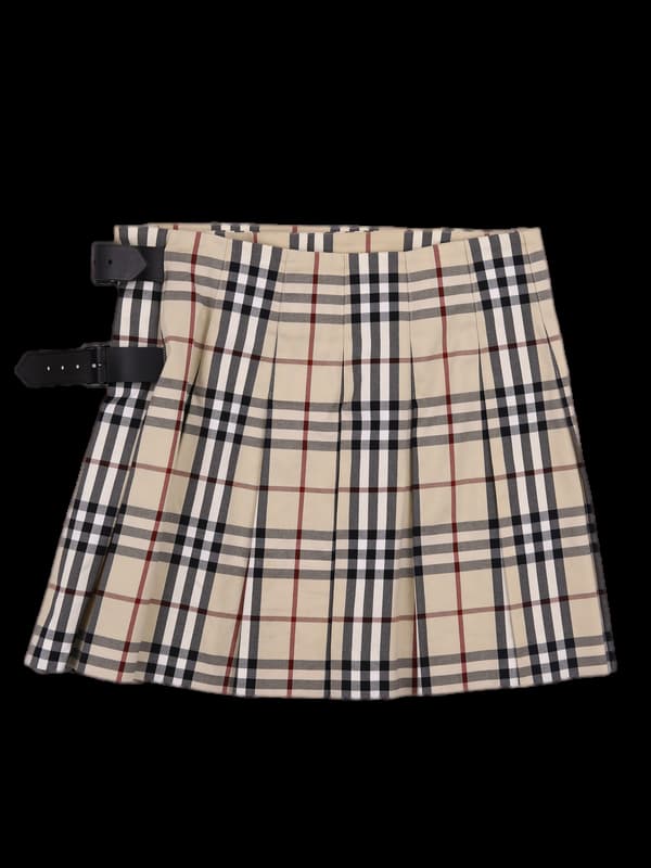 사이드 버클 체크 스커트