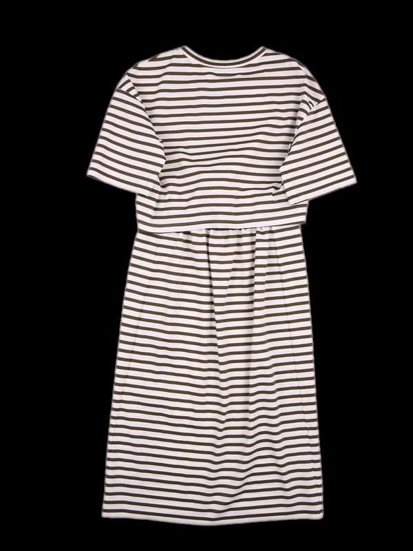 스트라이프 반팔 롱원피스