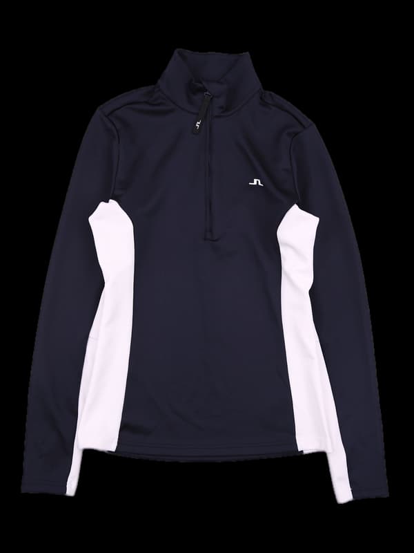 배색 긴팔 하프집업