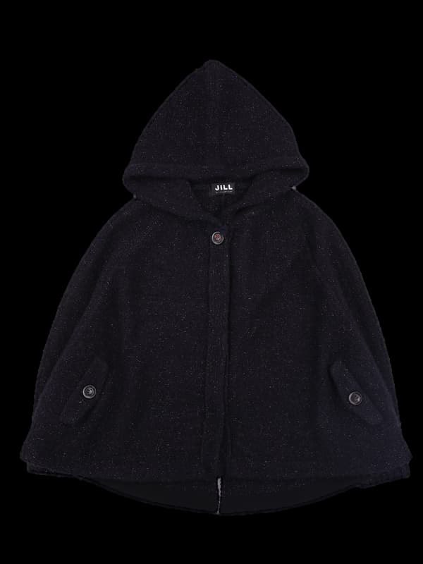 울 후드 케이프 가디건