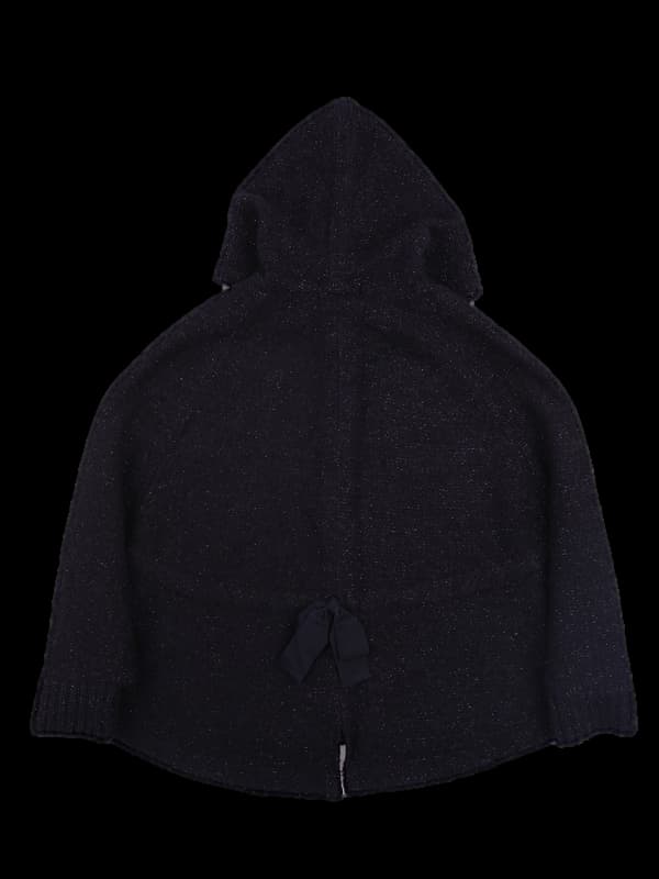 울 후드 케이프 가디건