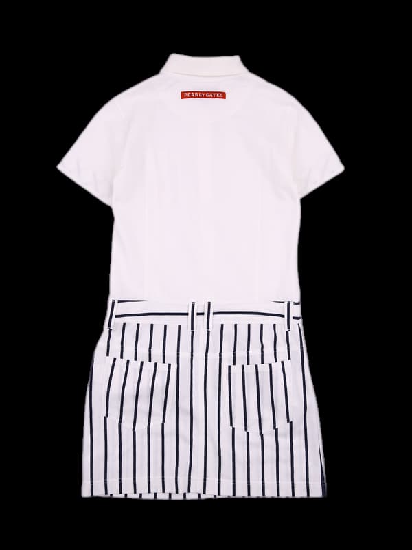 카라 스트라이프 반팔 원피스