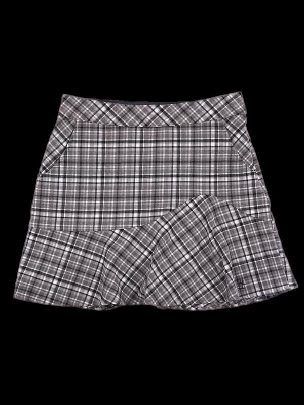 로고 체크 플레어 스커트