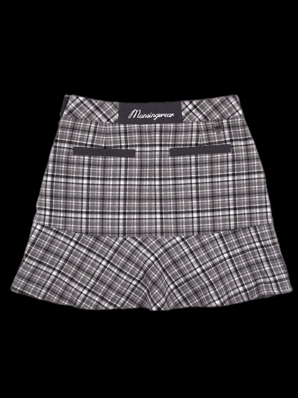 로고 체크 플레어 스커트