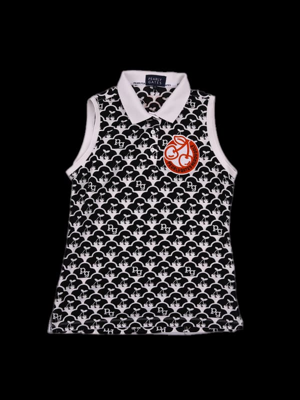 로고 패턴 카라 민소매 