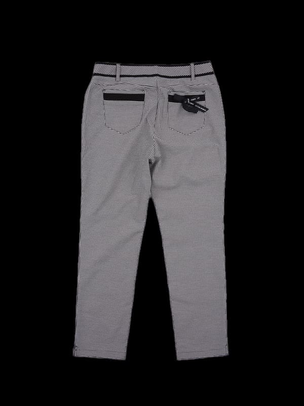 로고 체크 리본 팬츠