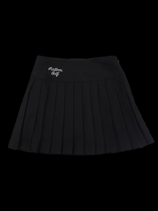 로고 플리츠 스커트