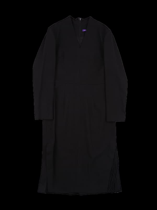 브이넥 모 플리츠 롱 원피스