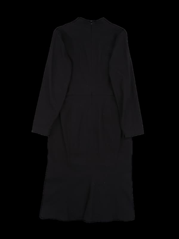 브이넥 모 플리츠 롱 원피스