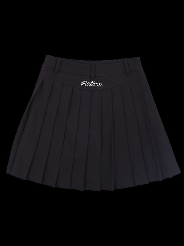 로고 플리츠 스커트