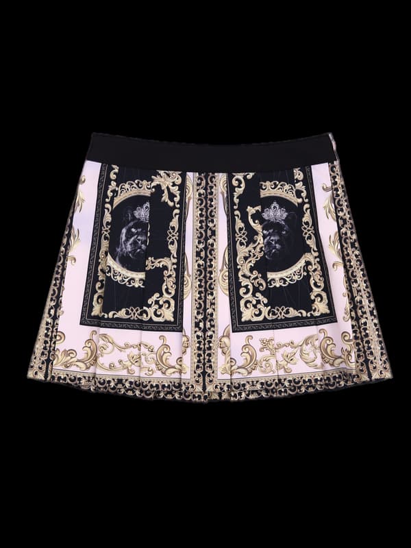 패턴 플리츠 스커트