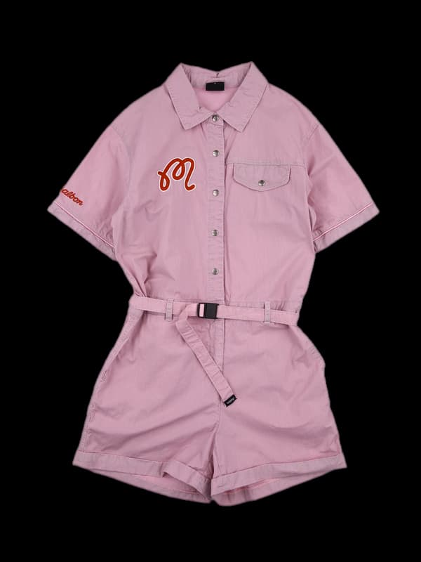 로고 반팔 점프수트