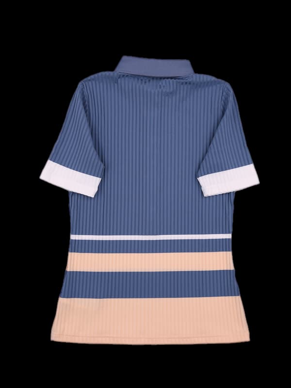 배색카라 골지반팔