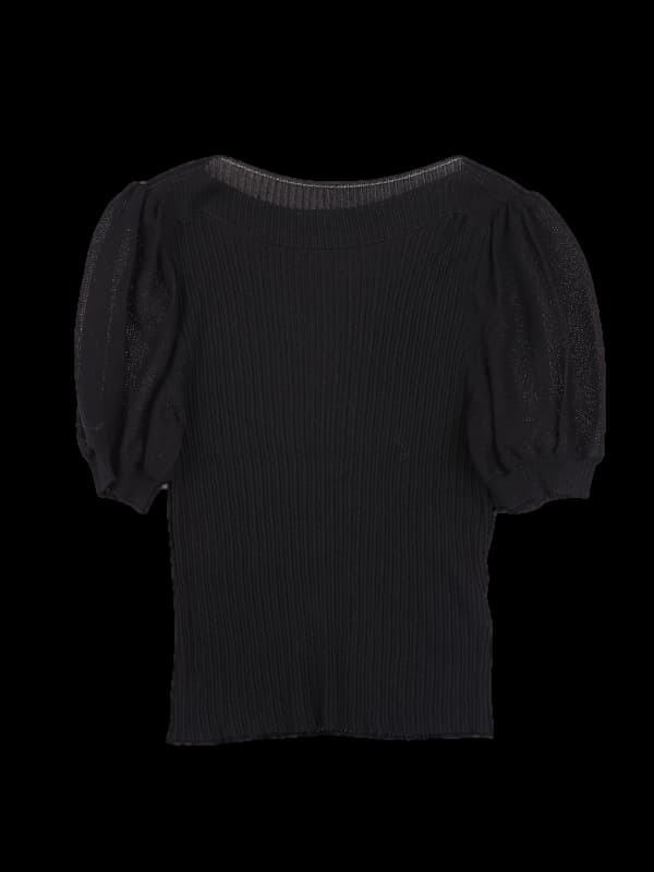 퍼프골지  반팔니트