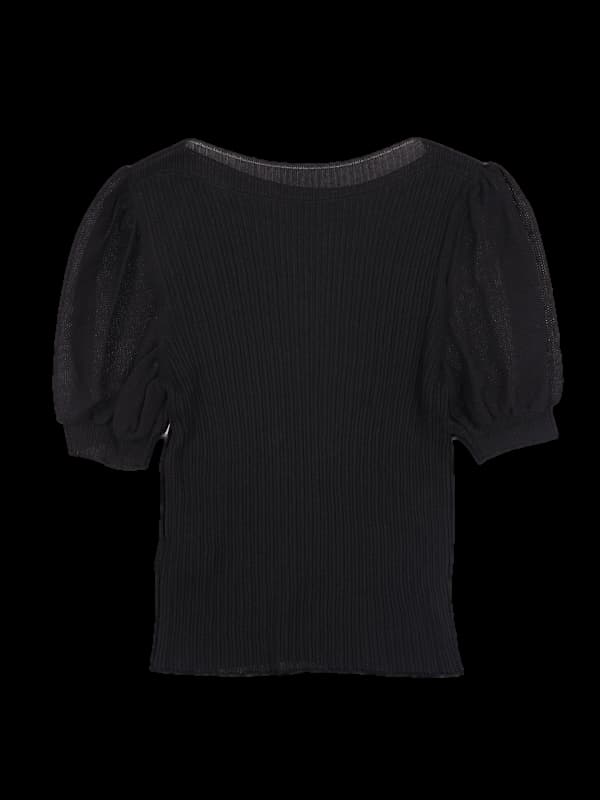 퍼프골지  반팔니트