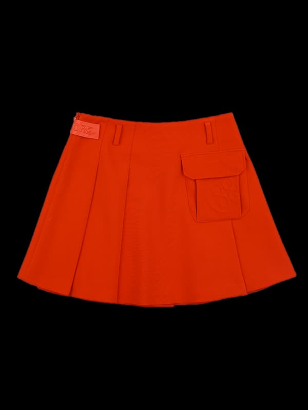 로고 플리츠 스커트