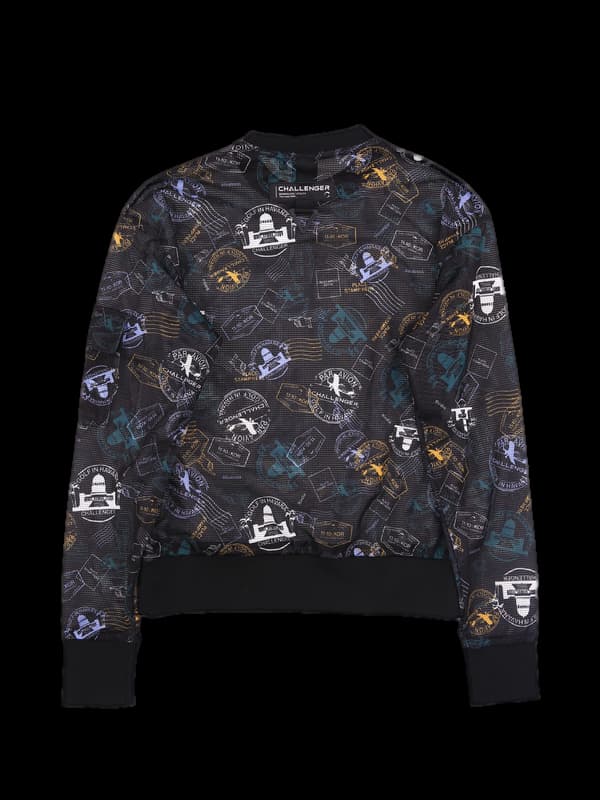 로고패턴 라운드긴팔