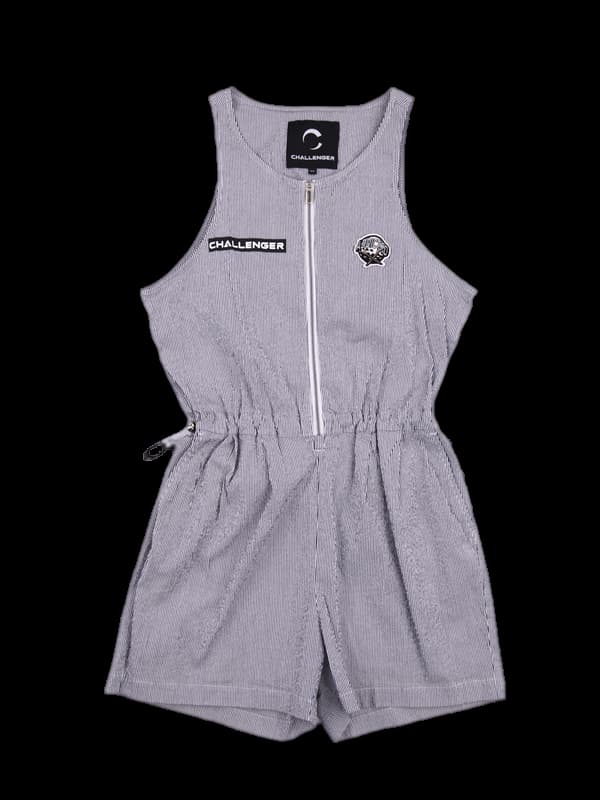  스트라이프 민소매 점프수트