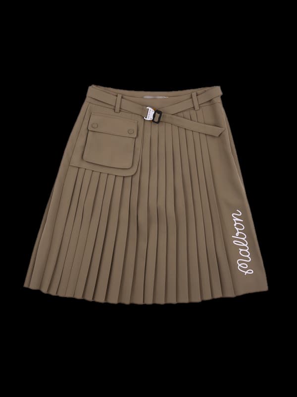로고 플리츠 스커트