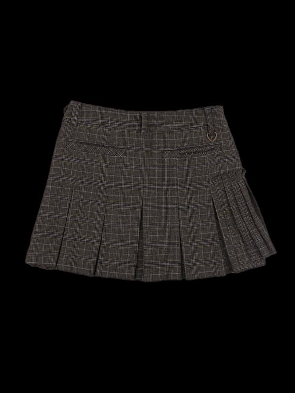 로고 체크 스커트