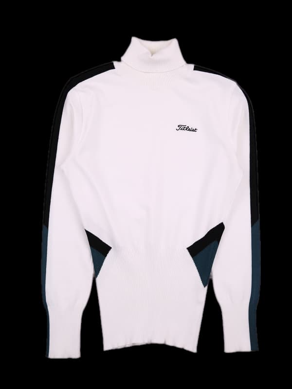 배색폴라 긴팔니트