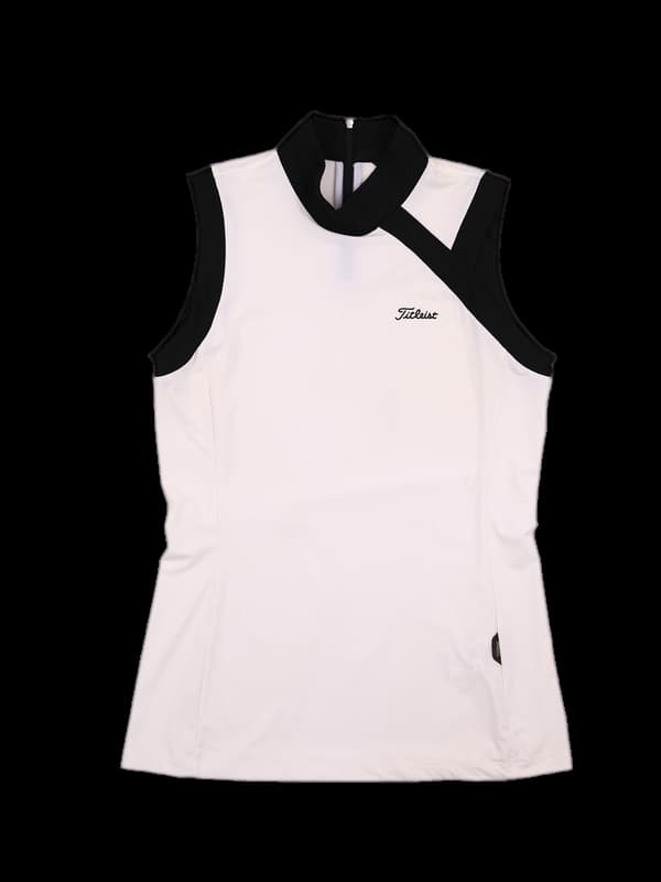 하이넥 배색 민소매