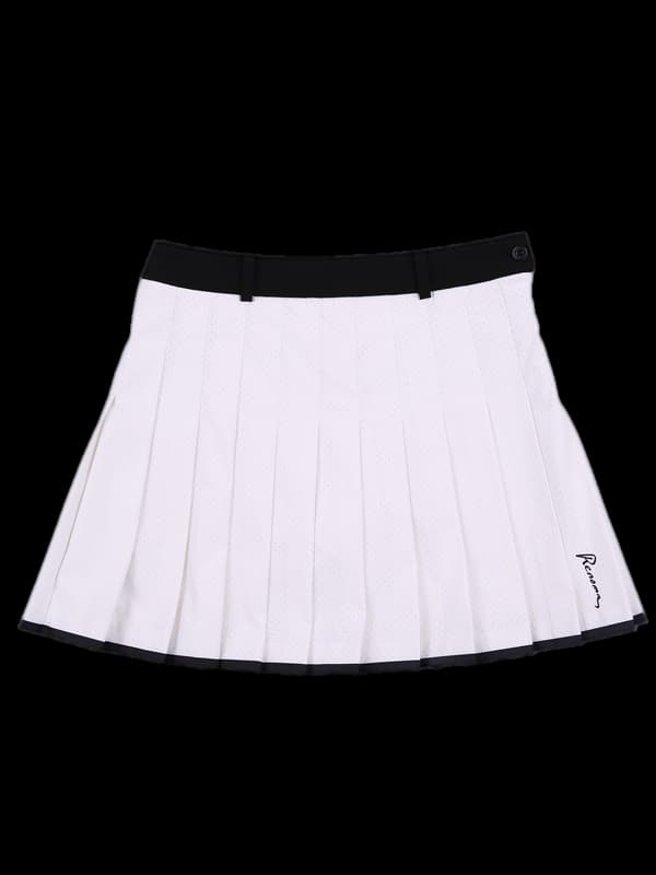 로고 배색 플리츠 스커트