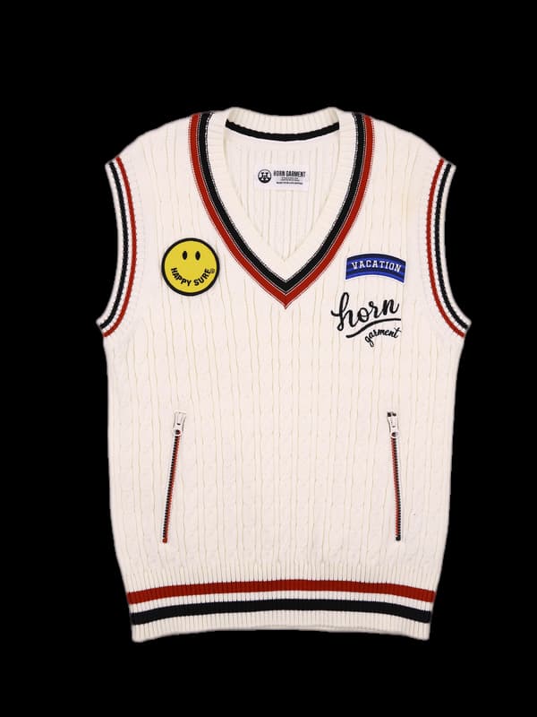 와펜 니트 베스트