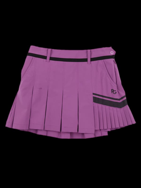 배색 플리츠 스커트