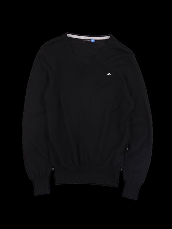 로고 브이넥 긴팔니트