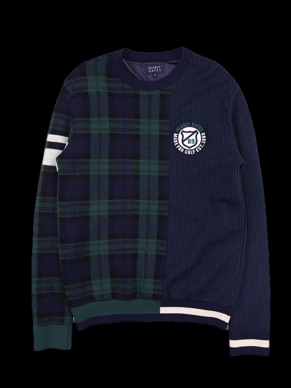 [남성] 체크 로고 긴팔니트