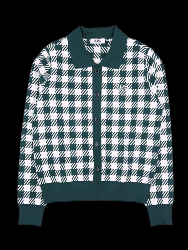 패턴 카라 긴팔 가디건