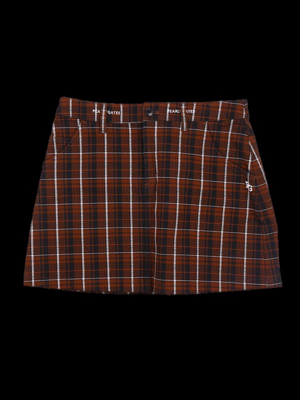 로고 체크 스커트