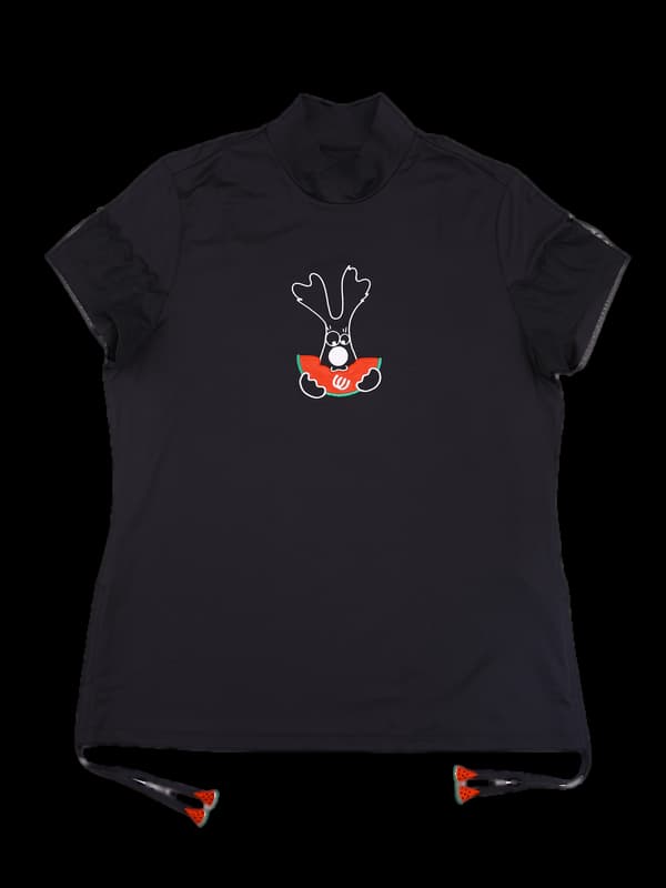 로고 레이스 하이넥반팔 