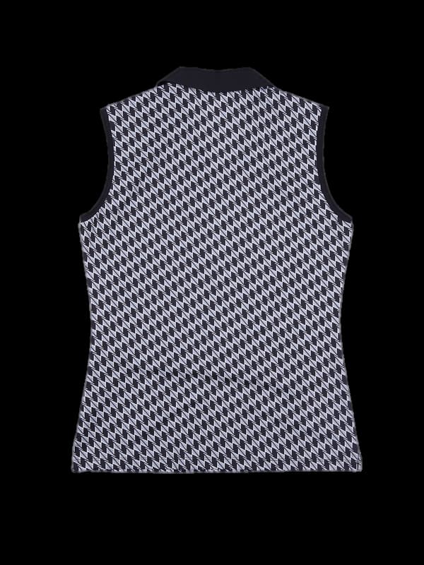 로고 패턴 카라 민소매 