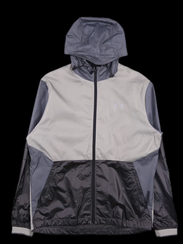 [남성] 배색 로고 후드 바람막이