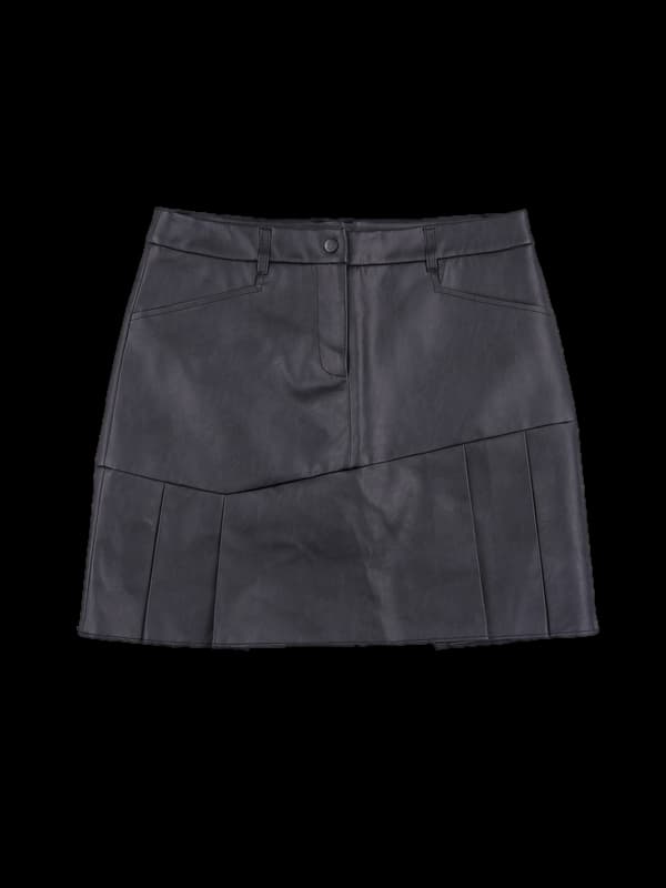 가죽 주름 스커트