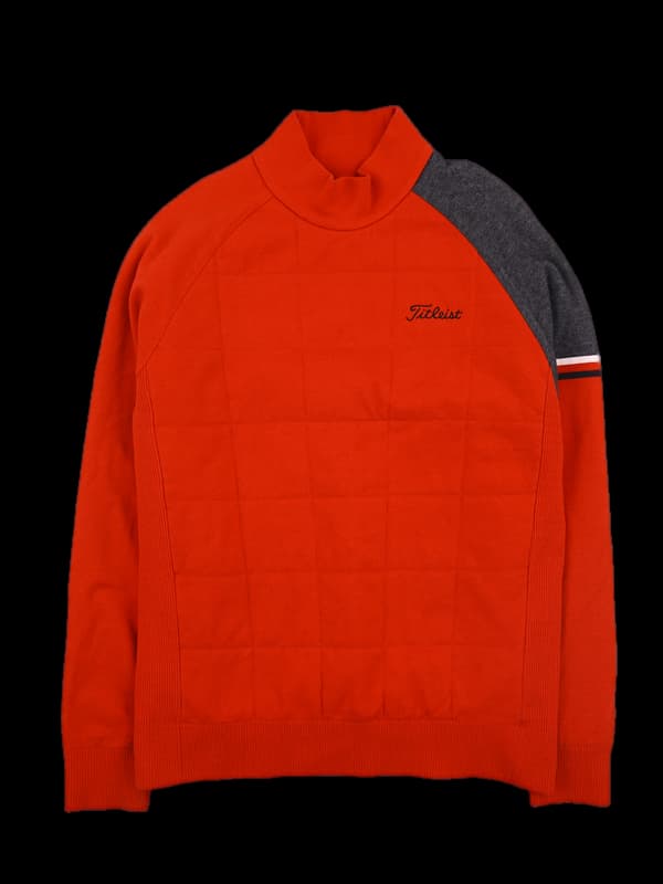 [남성] 로고 체크 하이넥 긴팔니트 