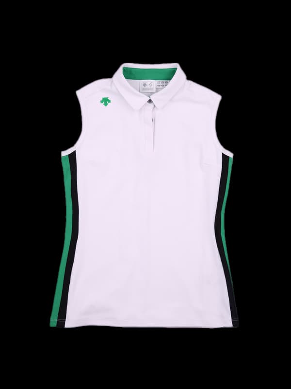 배색 민소매 카라티